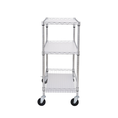 Start2Finish VEVOR kitchen utility cart with 3 wire tiers, steel frame, curved handle, hooks, and 661lbs capacity for indoor and outdoor use.