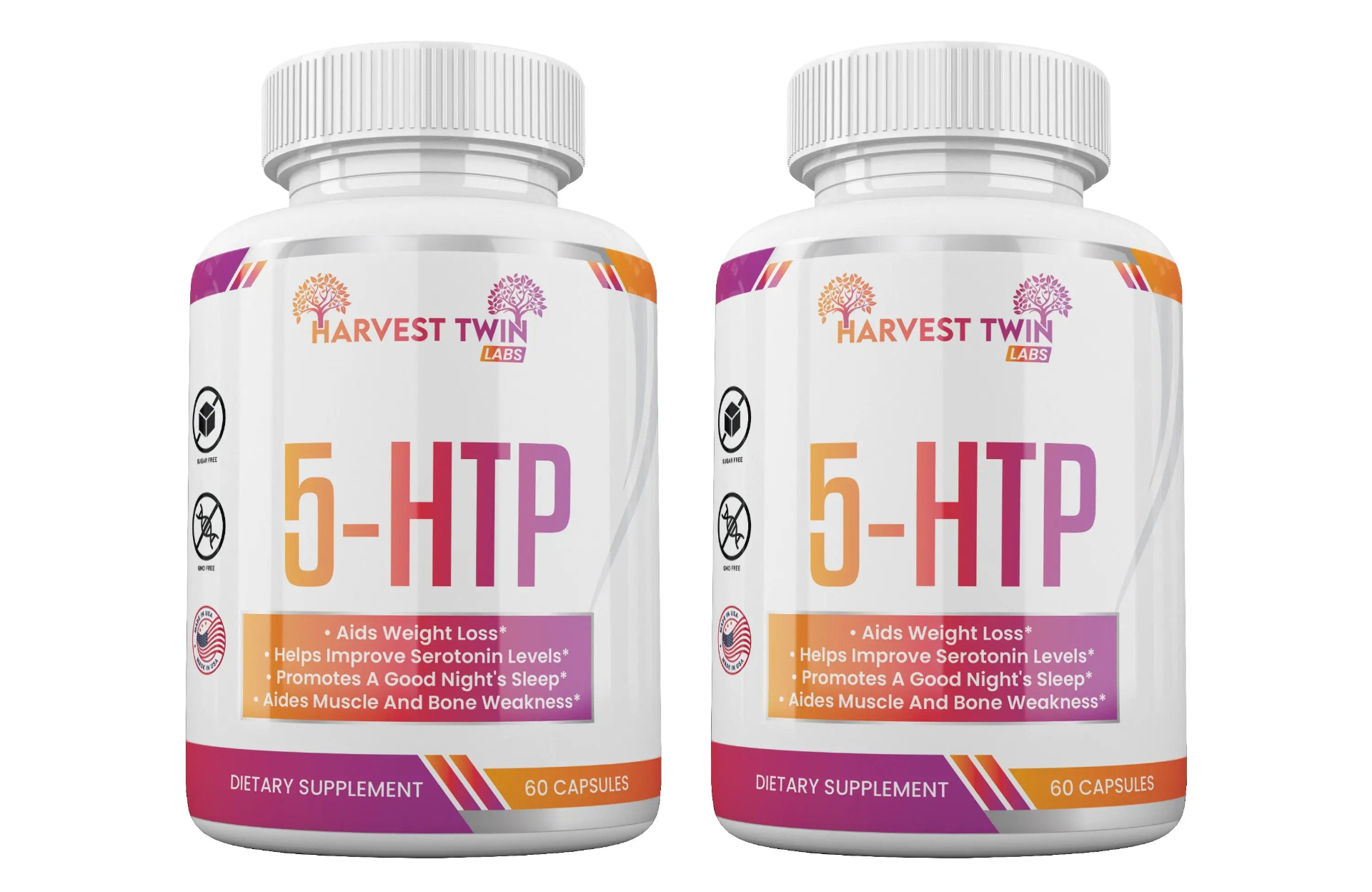 Start2Finish 5-HTP mood enhancer supplement bottle with capsules for increased serotonin levels, shown in a close-up image.