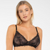 Sheer lace triangle wireless bra by Start2Finish featuring delicate lace design and comfortable fit.