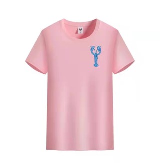 Blue lobster graphic t-shirt by Start2Finish with pink accent, featuring a detailed lobster illustration on the chest.