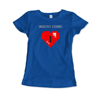 Start2Finish 8-BIT Heart coin insert graphic t-shirt, casual apparel featuring pixel art design on soft fabric.