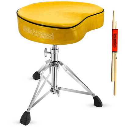 Start2Finish 5 Core Drum Throne with 4-inch padded saddle seat, heavy-duty adjustable drumming chair for musicians