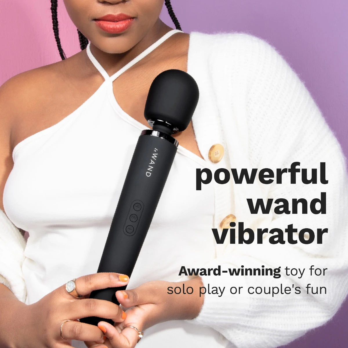 Black Le Wand Rechargeable Massager by Start2Finish with ergonomic handle and sleek design, ready for relaxation and personal use.
