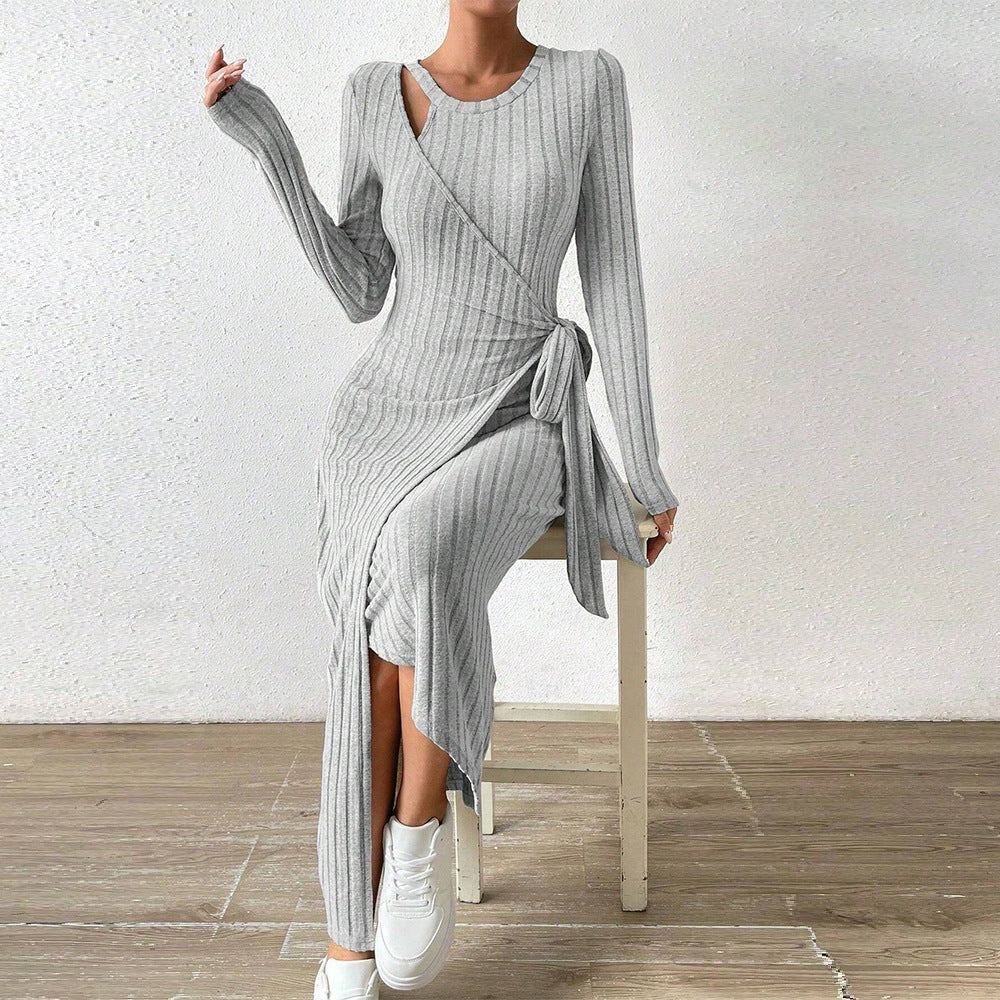 European and Egyptian solid sleeve long dress by Jade Iapetus, featuring a flowing silhouette and elegant design.