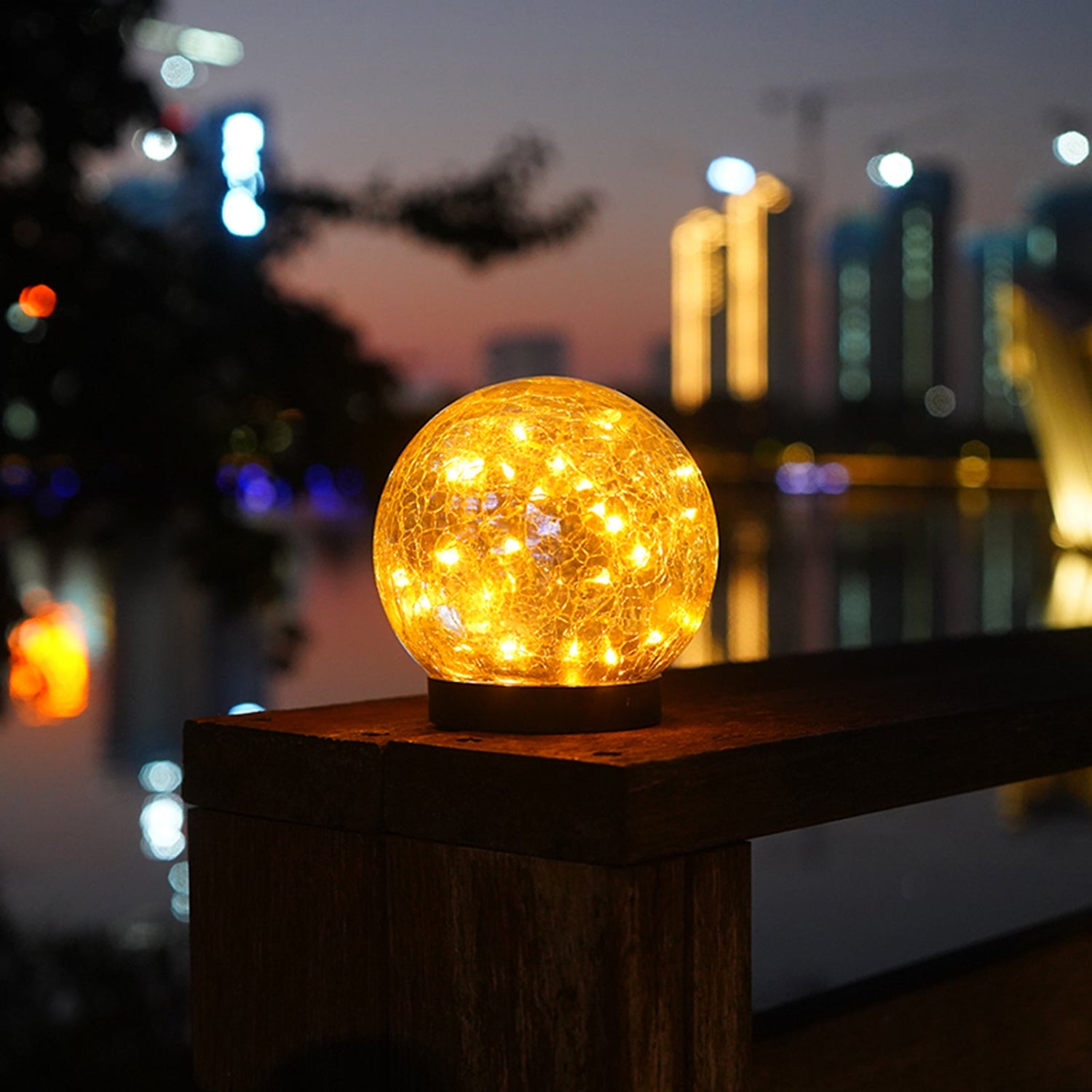Pink Iolaus outdoor solar crack bottle 20-light waterproof decoration lighting, glowing lantern for garden or patio.