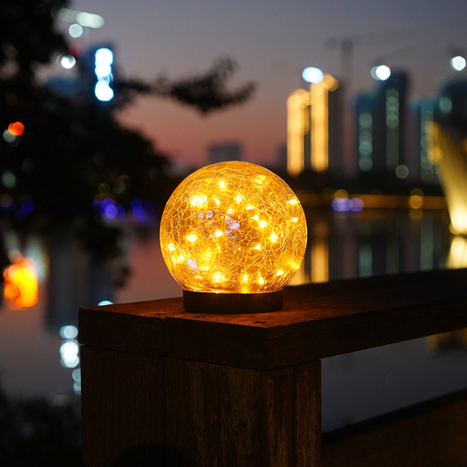 Pink Iolaus outdoor solar crack bottle 20-light waterproof decoration lighting, glowing lantern for garden or patio.