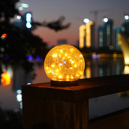 Pink Iolaus outdoor solar crack bottle 20-light waterproof decoration lighting, glowing lantern for garden or patio.