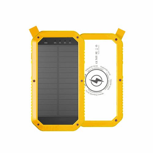 Salmon Lucky Sun Chaser Mini Solar Powered Wireless Phone Charger with 10,000mAh capacity, compact tech accessory for on-the-go charging.