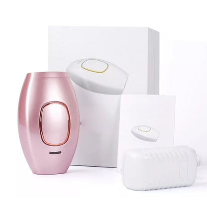 Salmon Lucky Face To Feet Laser Hair Remover device with sleek black design, compact size, and control buttons for hair removal.
