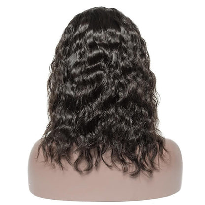 Natural wave bob lace front wig by Peach Epimetheus, featuring 13x4 lace and natural human hair for a stylish haircare look.