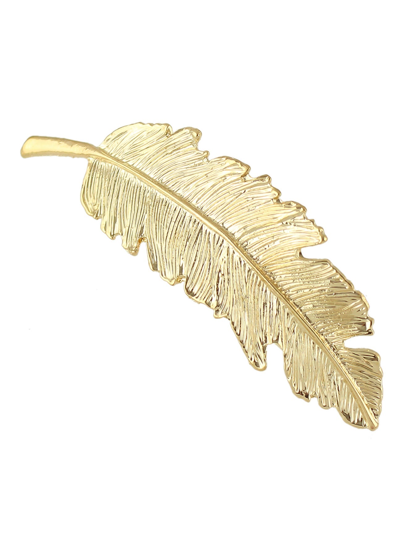 Gold and silver feather metal hair grips and clips from White Demeter, stylish jewelry accessories for hair styling.