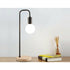 Modern black table lamp with timber base, Magenta Danae desk light for bedside or bedroom decor, featuring a sleek, contemporary design.