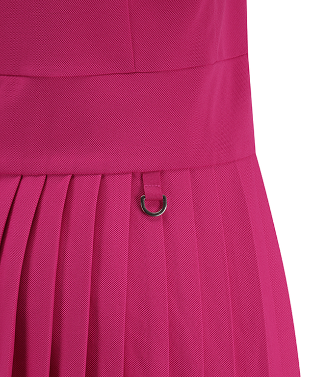 Hot pink pleated golf skirt dress for women by Amethyst Lucy, featuring a pique fabric and stylish accessories.