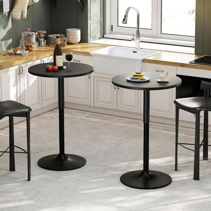 23.6 Inch Round Pub Table Black Height Adjustable All Weather