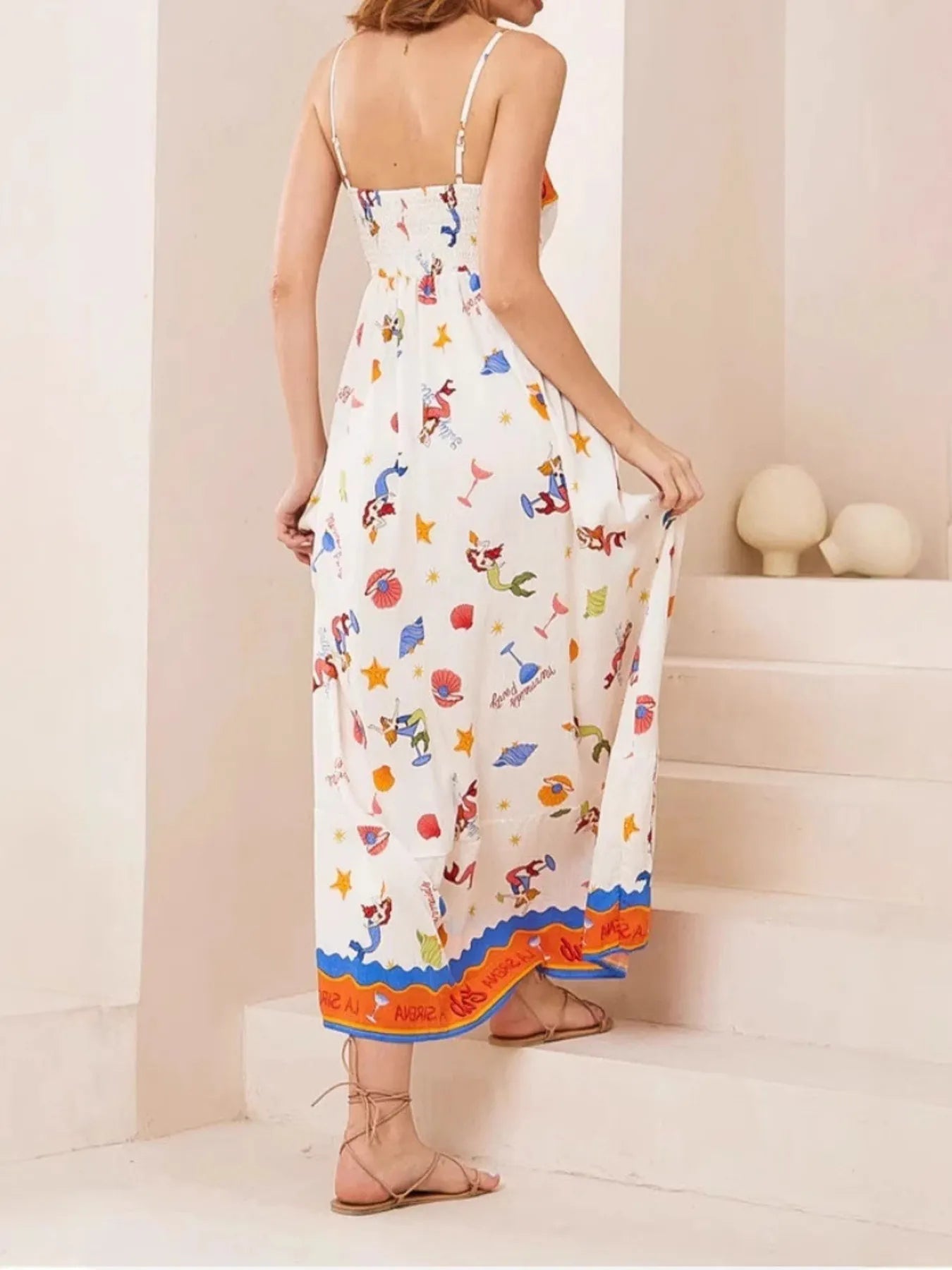 Printed square neck summer cami dress by Carmine Juneberry featuring a lightweight fabric and stylish design.