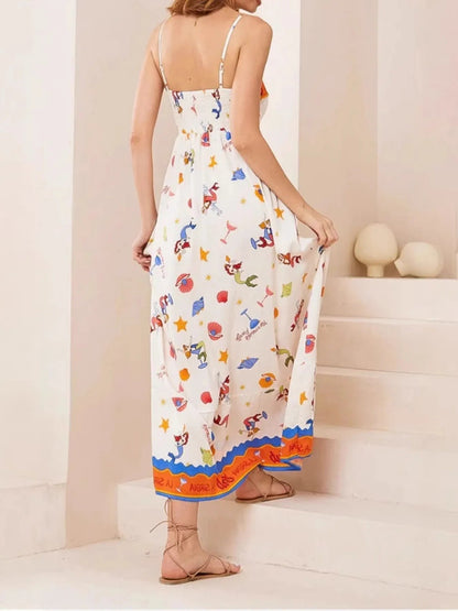 Printed square neck summer cami dress by Carmine Juneberry featuring a lightweight fabric and stylish design.