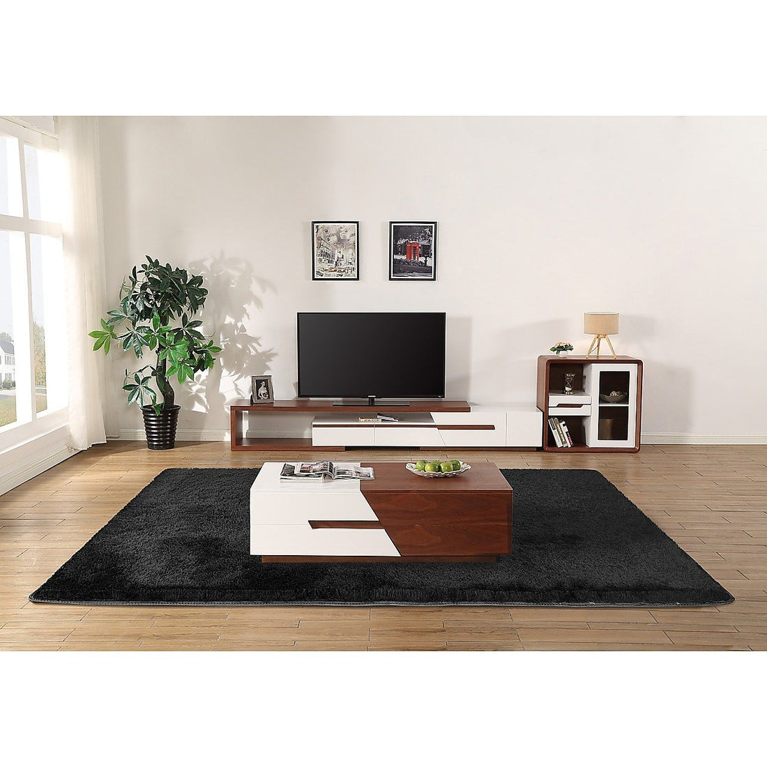 Large Magenta Danae shaggy floor rug, 230x160cm, soft area carpet suitable for bedroom and living room decor.