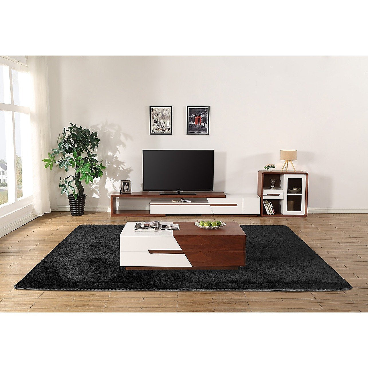 Large Magenta Danae shaggy floor rug, 230x160cm, soft area carpet suitable for bedroom and living room decor.