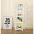 White 5-tier wooden ladder shelf stand for home storage and book display, by Magenta Danae.