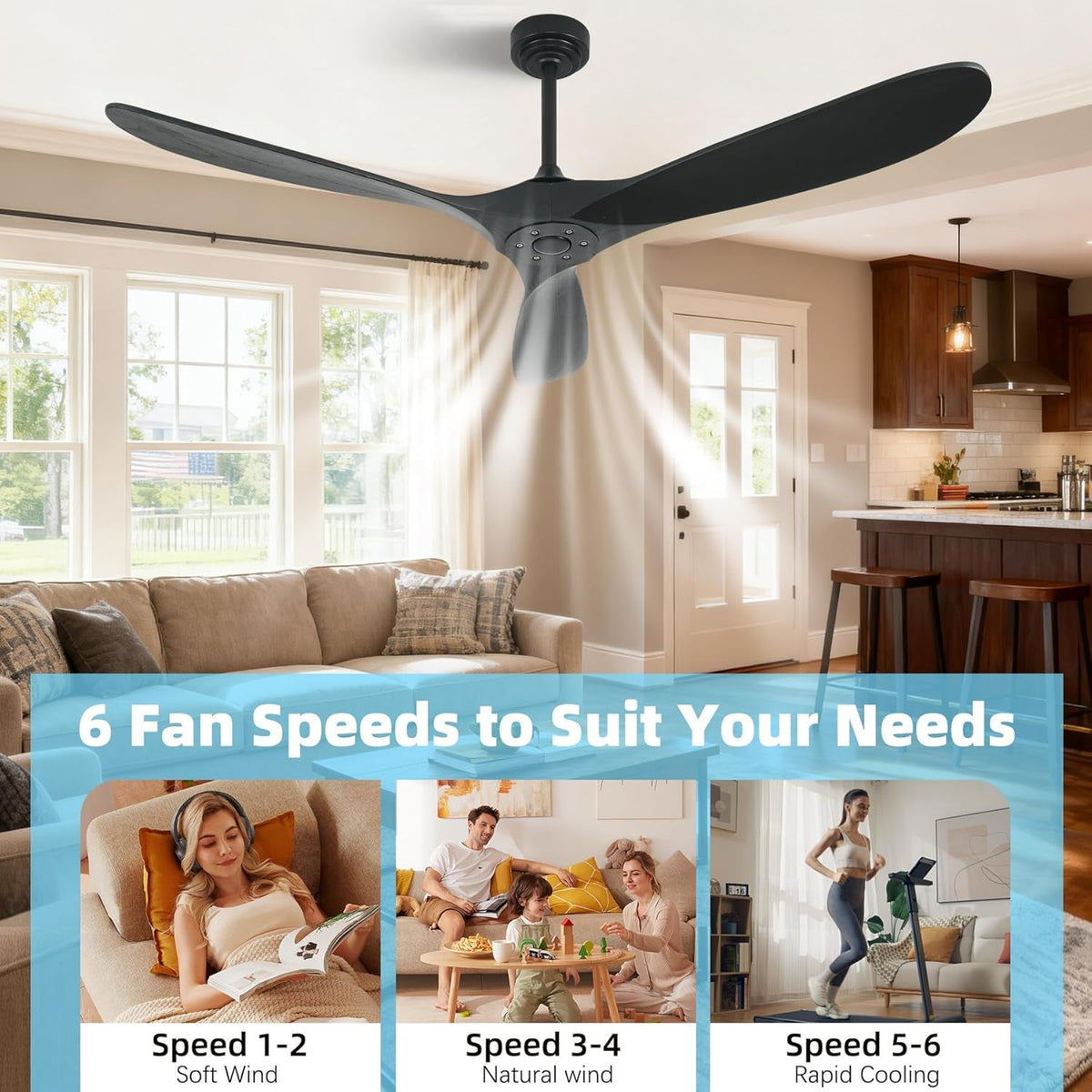 60Inch Outdoor Smart Ceiling Fan Voice Control Remote