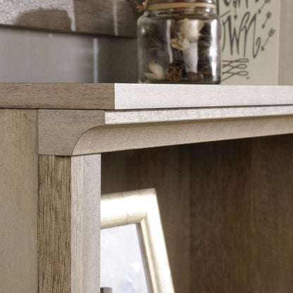 Peach Maple Lintel Oak 3-shelf bookcase with sturdy wooden shelves, ideal for living room storage and organization.