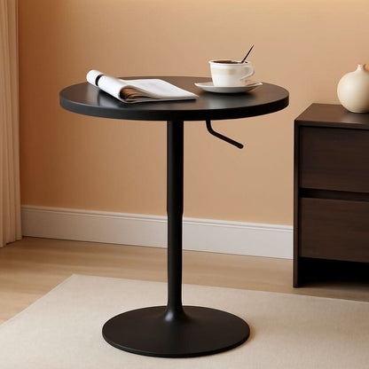 23.6 Inch Round Pub Table Black Height Adjustable All Weather