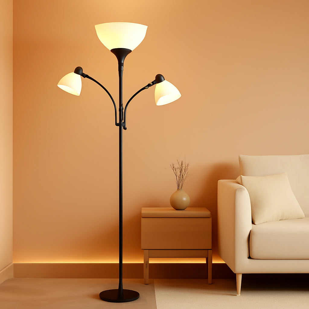 Industrial Style Tall Three Lights Floor Lamp Stepless Dimming