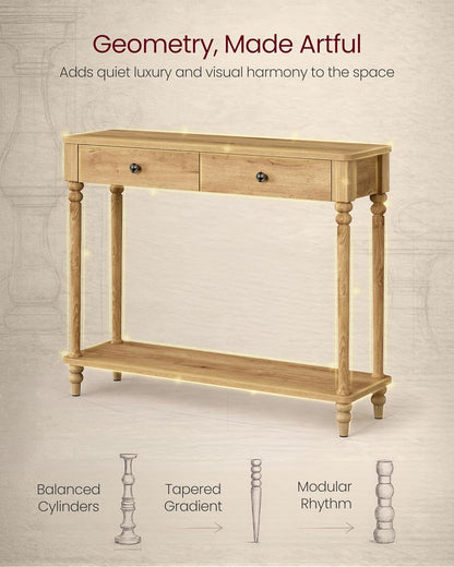 Mariel Console Table Narrow Entry way Natural Brown