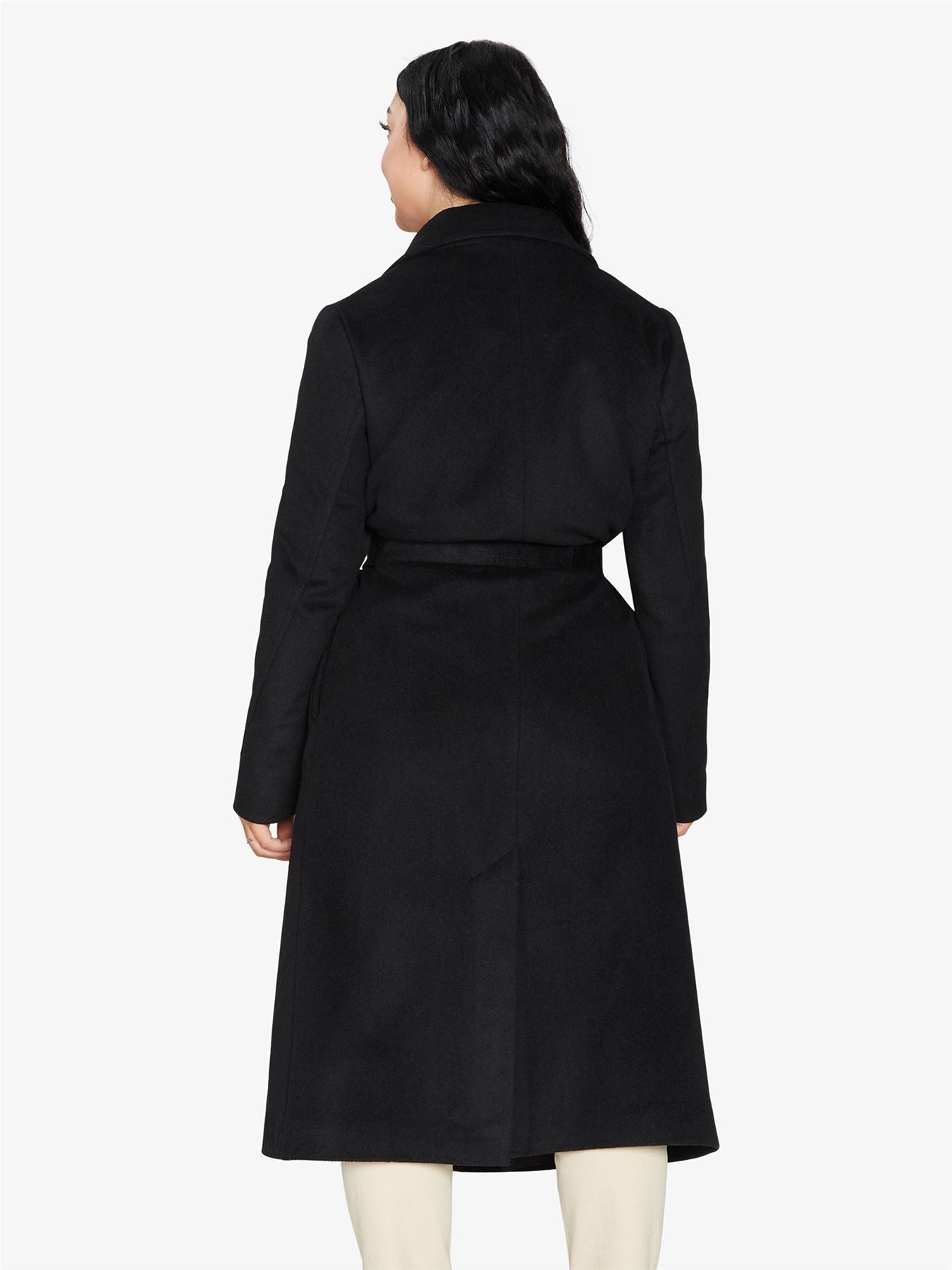 Rose Eleusis belted longline duster coat for women, stylish jacket with a flowing silhouette and waist belt, perfect for layered looks.