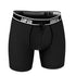 Maroon Mango UFM Boxer Brief 6" made of polyester with MAX support, shown in black, close-up of waistband and fabric texture.