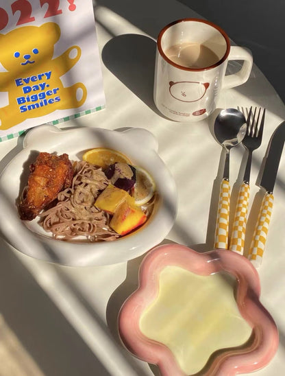 Six-piece modern checkered flatware set by Inspecial Home featuring sleek design for stylish tableware.