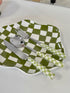 Set of 6 modern checkered flatware sets by Inspecial Home, featuring sleek design ideal for home decor and table settings.