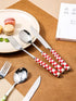 Six-piece set of modern checkered flatware from Inspecial Home, featuring stylish silverware for home decor.