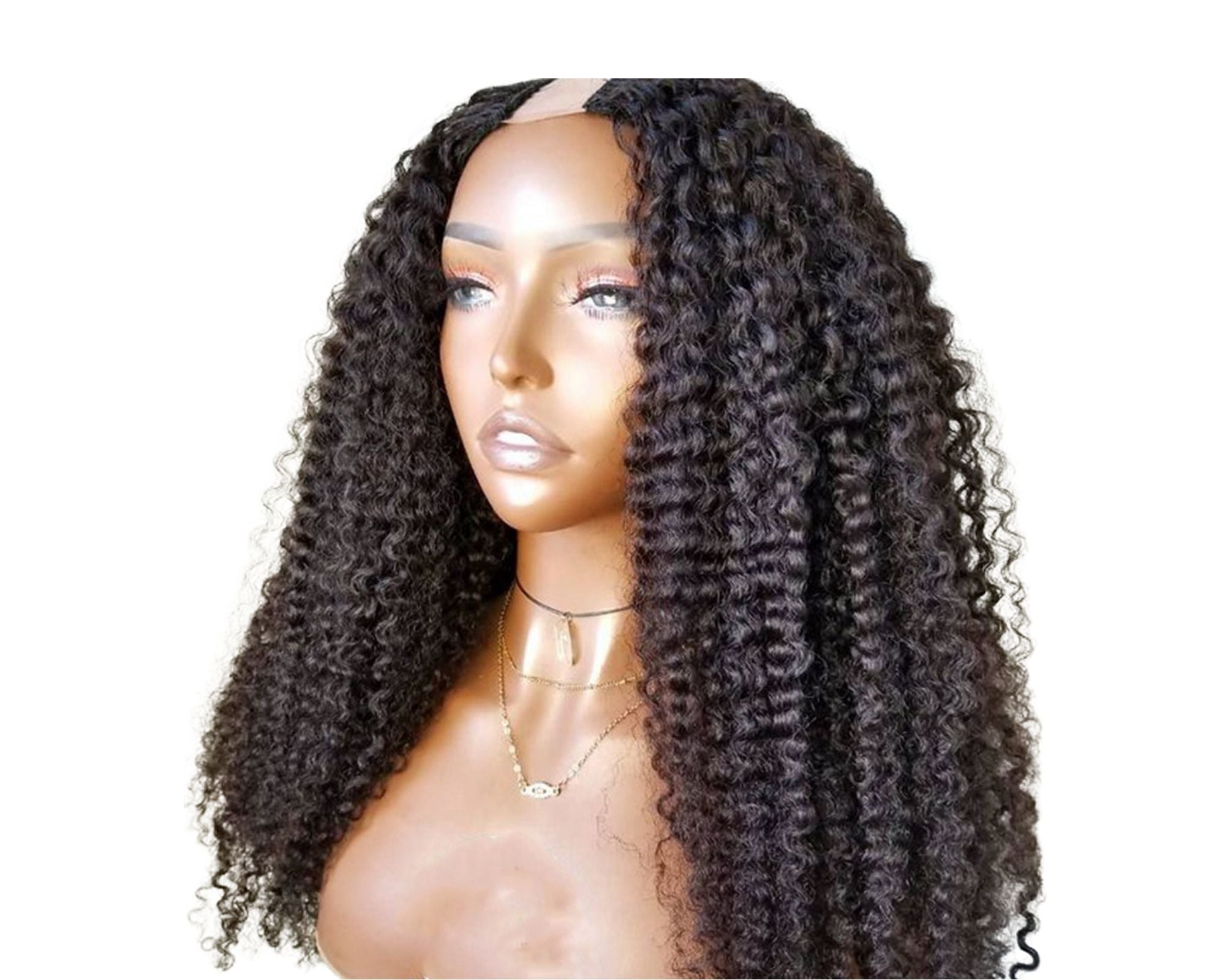 Deep wave U part wig made of Brazilian Remy human hair, designed for Black women, by Cerise Alfie.