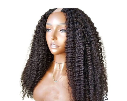 Deep wave U part wig made of Brazilian Remy human hair, designed for Black women, by Cerise Alfie.