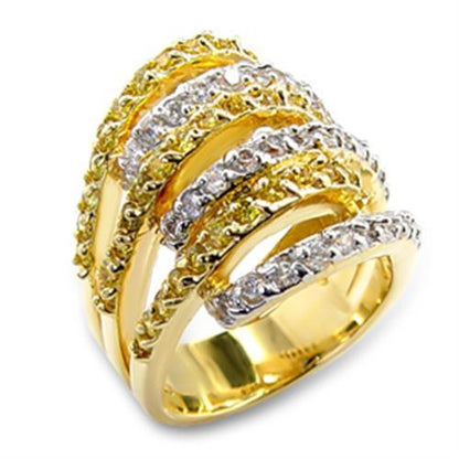 Turquoise Tiger gold and rhodium brass ring with AAA grade CZ topaz gemstone, elegant jewelry accessory.