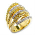 Gold and rhodium-plated brass ring with AAA grade cubic zirconia in topaz color, featuring intricate jewelry design by Turquoise Tiger.