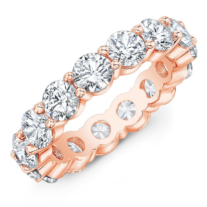 Start2Finish 14k gold overlay eternity band with 4.00 Ct round cut created moissanite diamonds, featuring a classic, continuous gemstone design.
