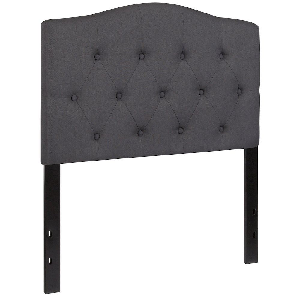 Dark gray tufted upholstered twin size headboard by Start2Finish, featuring padded fabric and classic tufted design for bedroom decor.