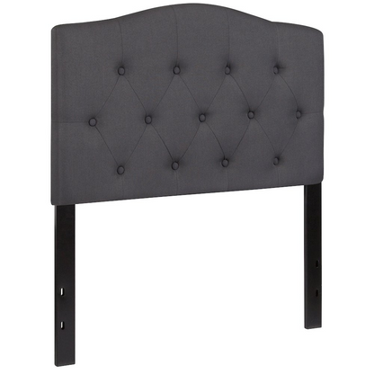 Dark gray tufted upholstered twin size headboard by Start2Finish, featuring padded fabric and classic tufted design for bedroom decor.