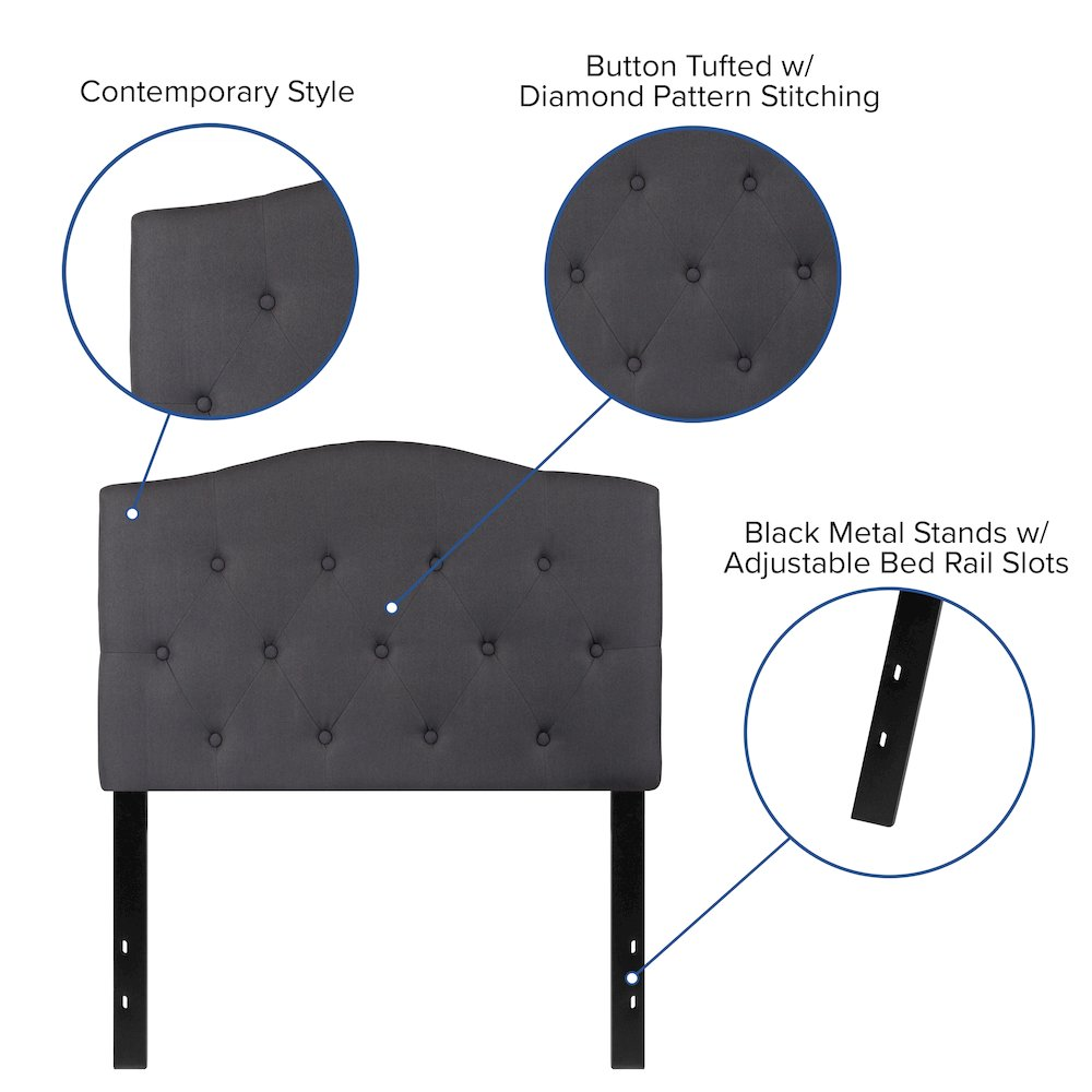 Dark gray tufted upholstered twin size headboard with plush fabric and button-tufted design, from Start2Finish.