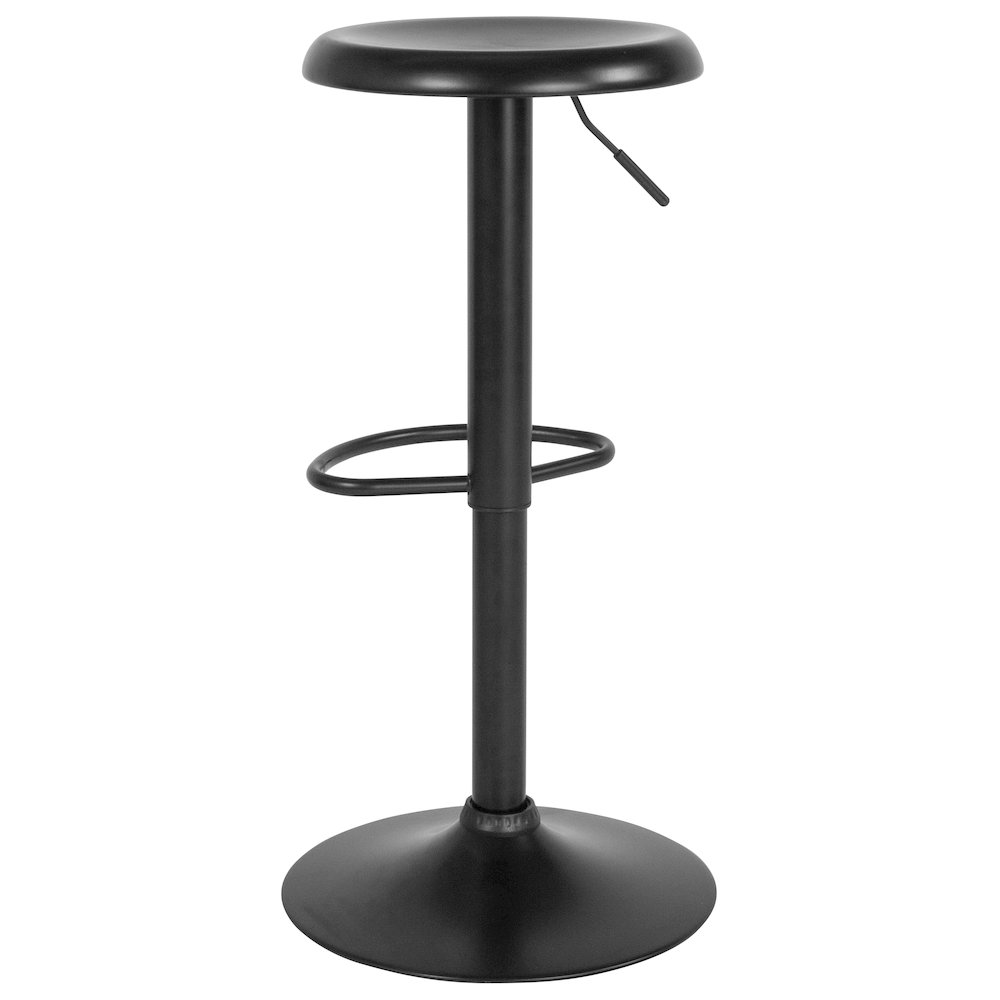 Adjustable height retro black barstool with wooden legs and metal footrest from Start2Finish, showcasing a stylish furniture design.