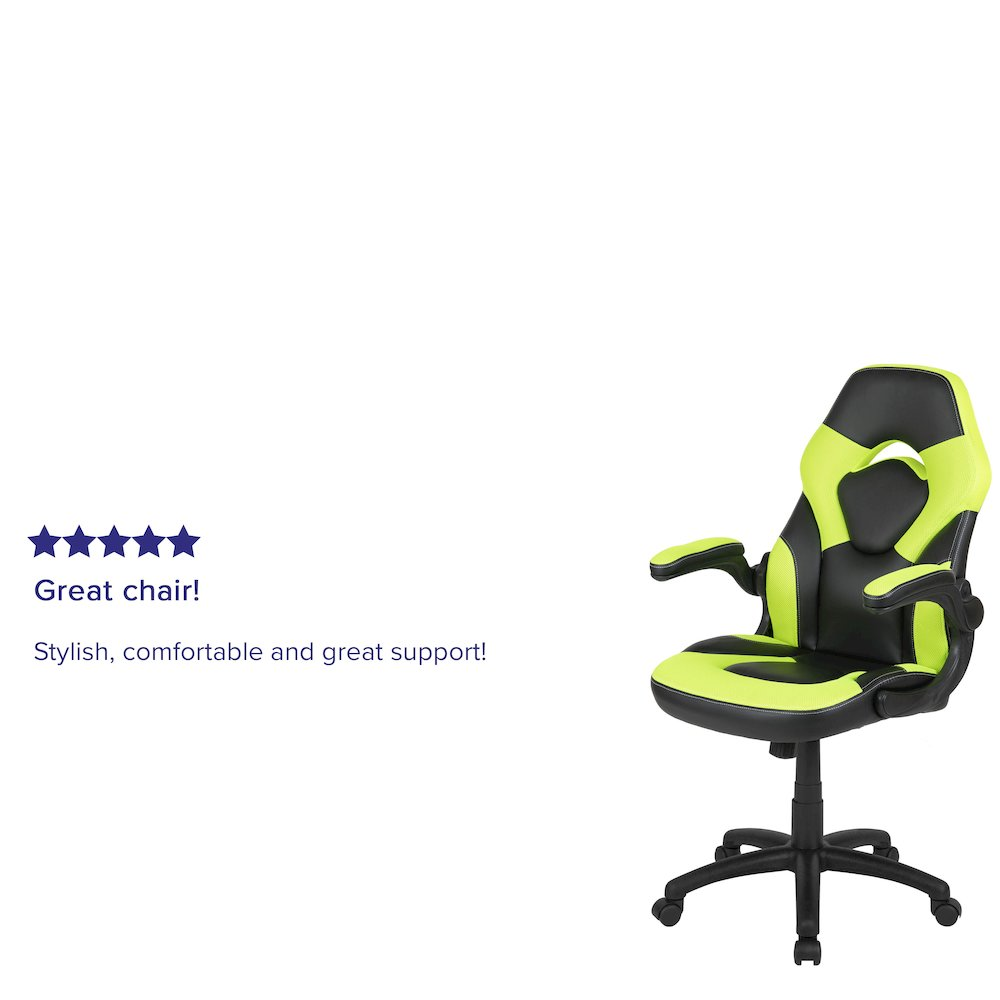 Start2Finish X10 Gaming Chair racing office swivel chair in neon green and black with ergonomic design and adjustable height.