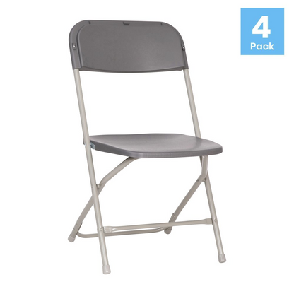 Start2Finish Hercules™ Series gray plastic folding chairs, commercial-grade contoured comfort for big and tall users, 650LB capacity