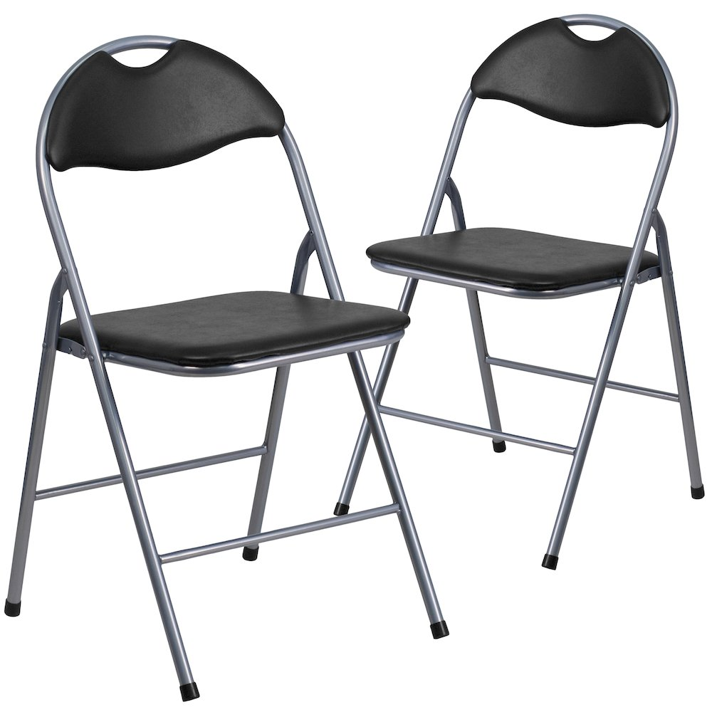 Set of 2 padded metal folding chairs by Start2Finish, featuring cushioned seats and sturdy metal frames for versatile furniture.