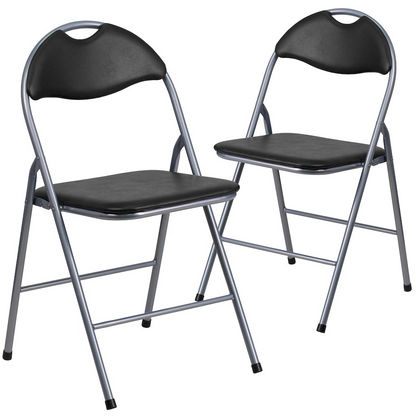 Set of 2 padded metal folding chairs by Start2Finish, featuring cushioned seats and sturdy metal frames for versatile furniture.