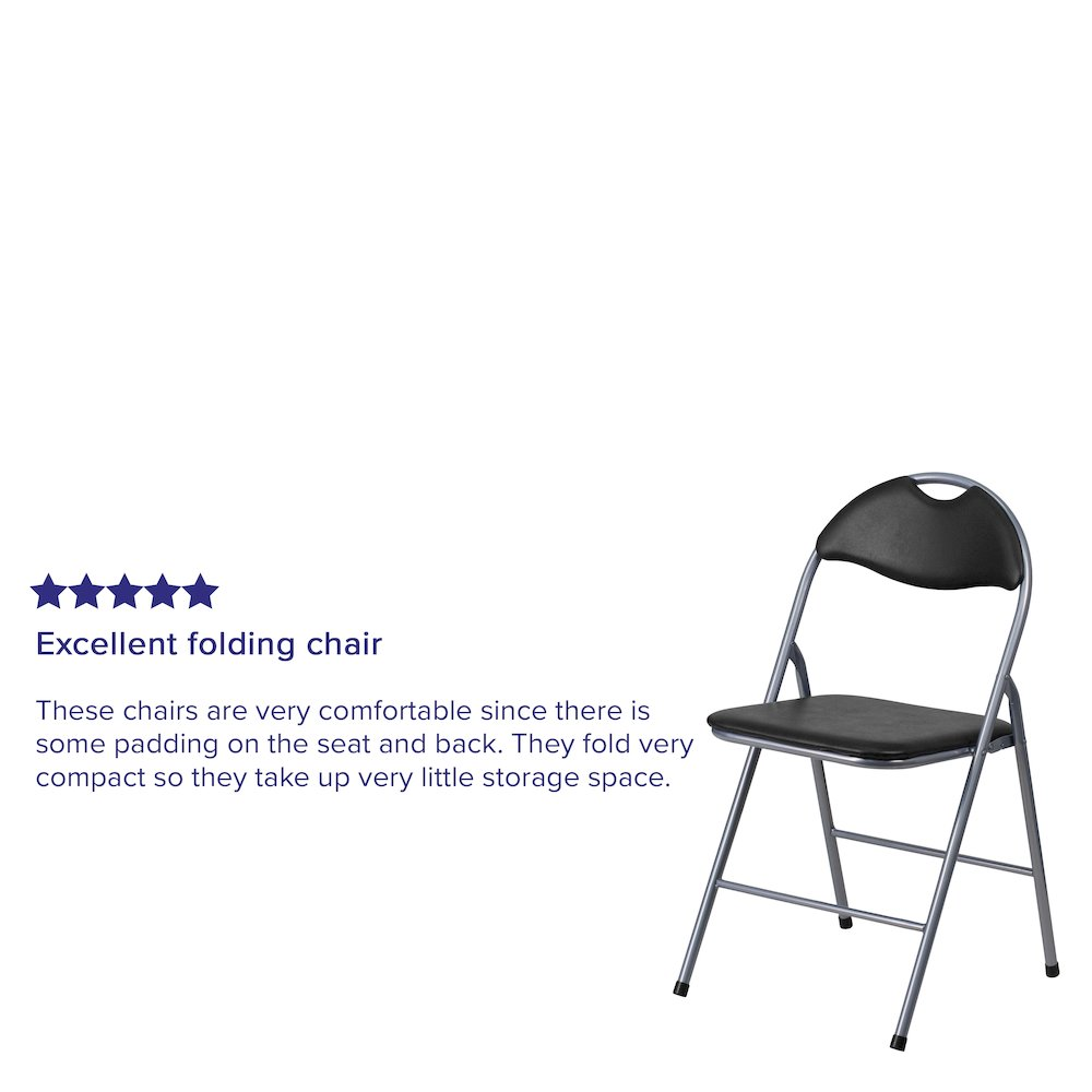 Set of 2 Start2Finish padded metal folding chairs, lightweight furniture with cushioned seats and sturdy metal frames.