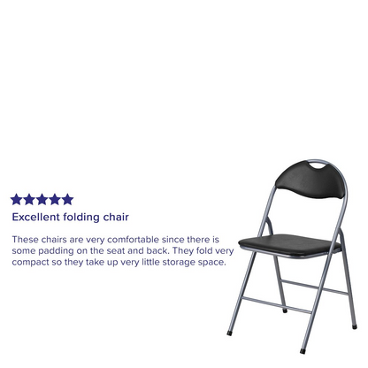 Set of 2 Start2Finish padded metal folding chairs, lightweight furniture with cushioned seats and sturdy metal frames.