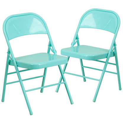 Set of 2 contemporary metal folding chairs by Start2Finish, ideal for commercial and residential use with modern design.