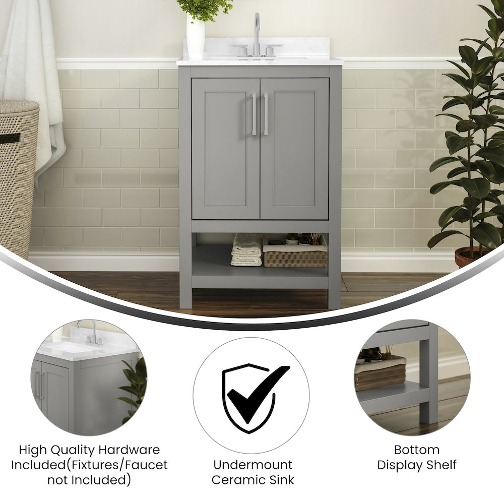 Contemporary 24-inch bathroom vanity with integrated sink from Start2Finish, featuring sleek modern design and wood finish.